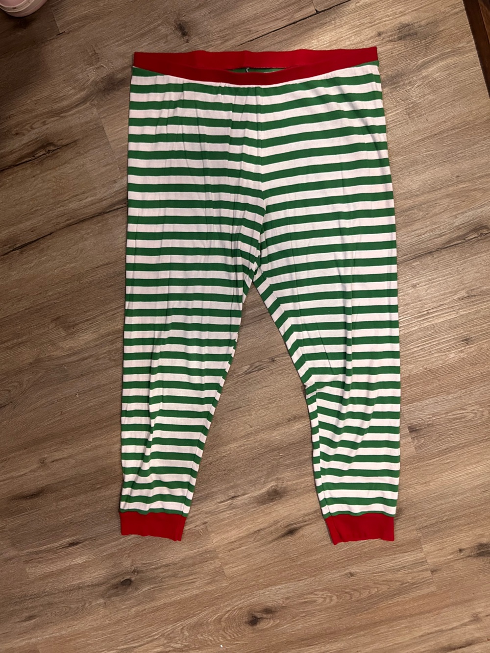 Wondershop Green & White Striped Kids Pajama Pants with Red Trim